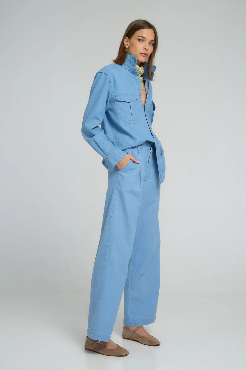 Lilya | Shiva Chambray Pants - light blue