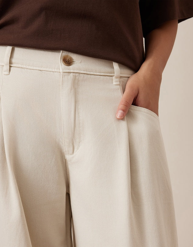 Ceres Life | Gemma Pleat Pant- Eggshell