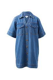 Ceres Life | Relaxed Shirt Dress- Fresh Indigo