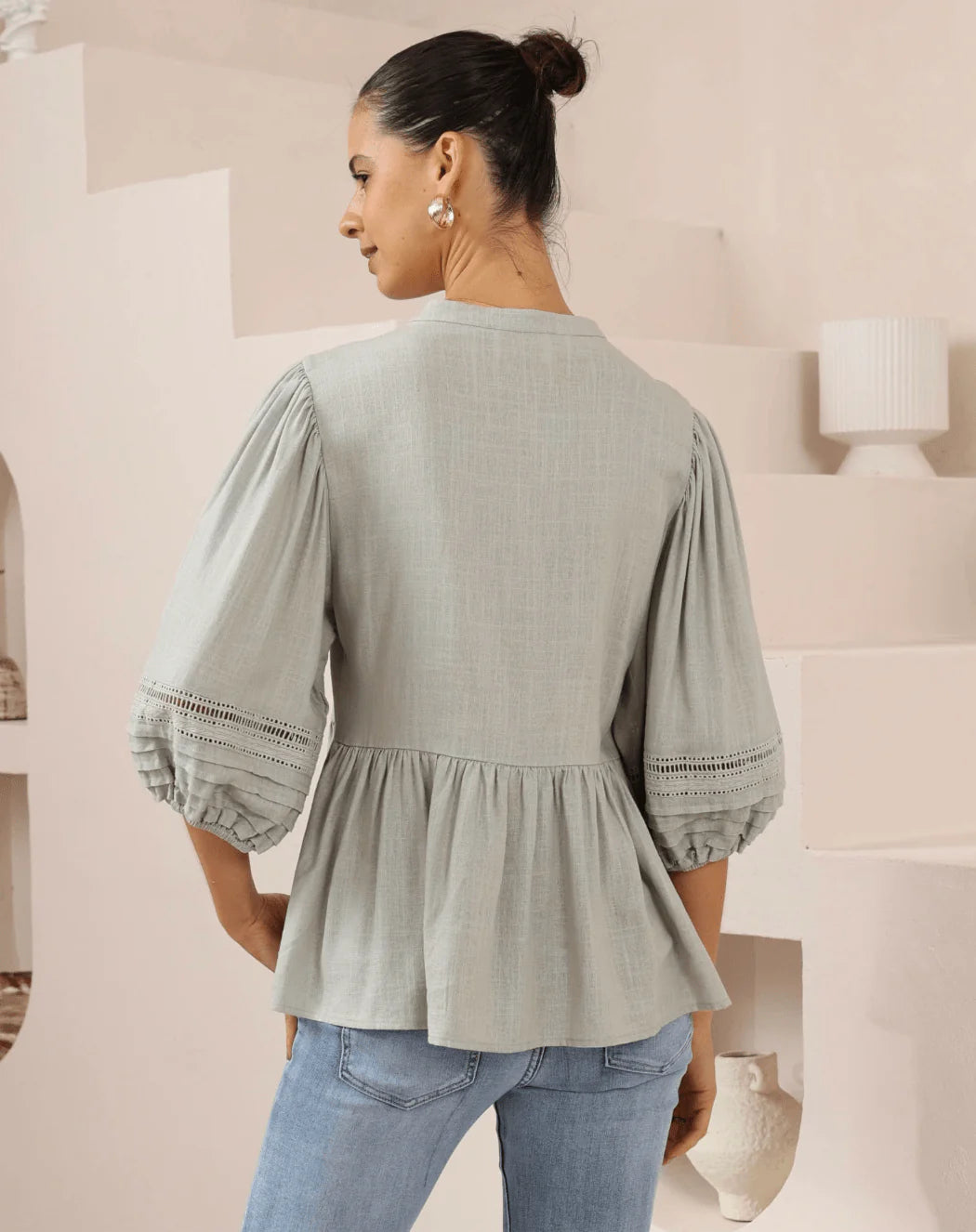 Iris Maxi | Sea Mist gathered top