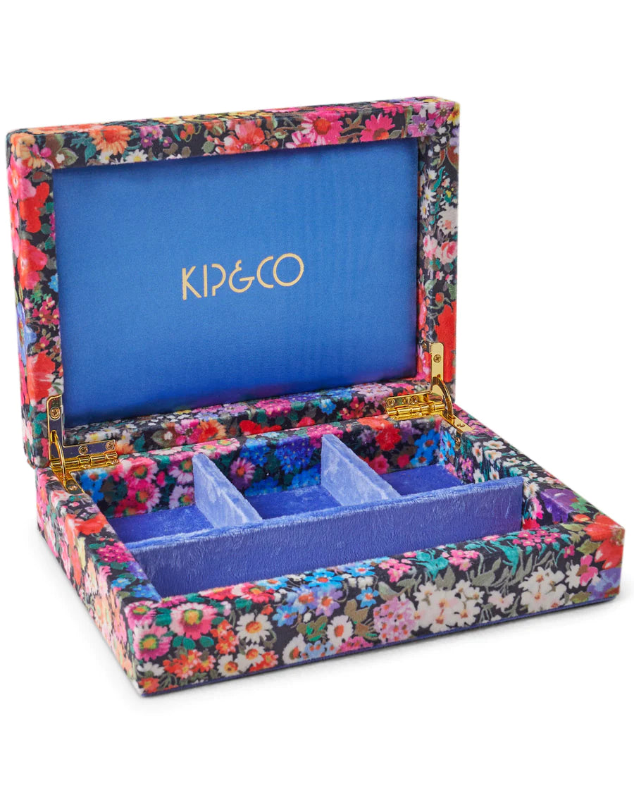 Kip & Co HOME  | Forever Floral black velvet jewellery box- small