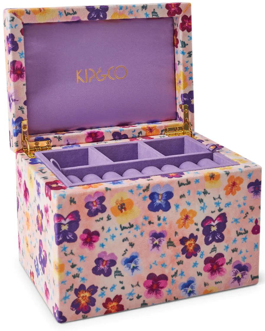 Kip & Co HOME  | Pansy velvet jewellery box- large