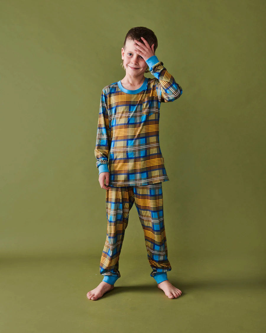 Kip & Co KIDS | Cosy Tartan Organic Cotton Long Sleeve Top & Pant Pyjama Set