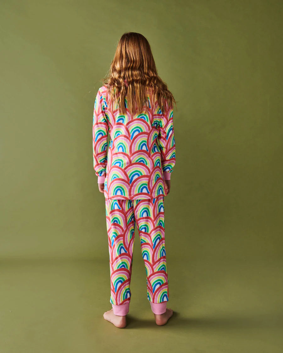 Kip & Co KIDS | Rainbow Spray Organic Cotton Long Sleeve Top & Pant Pyjama Set