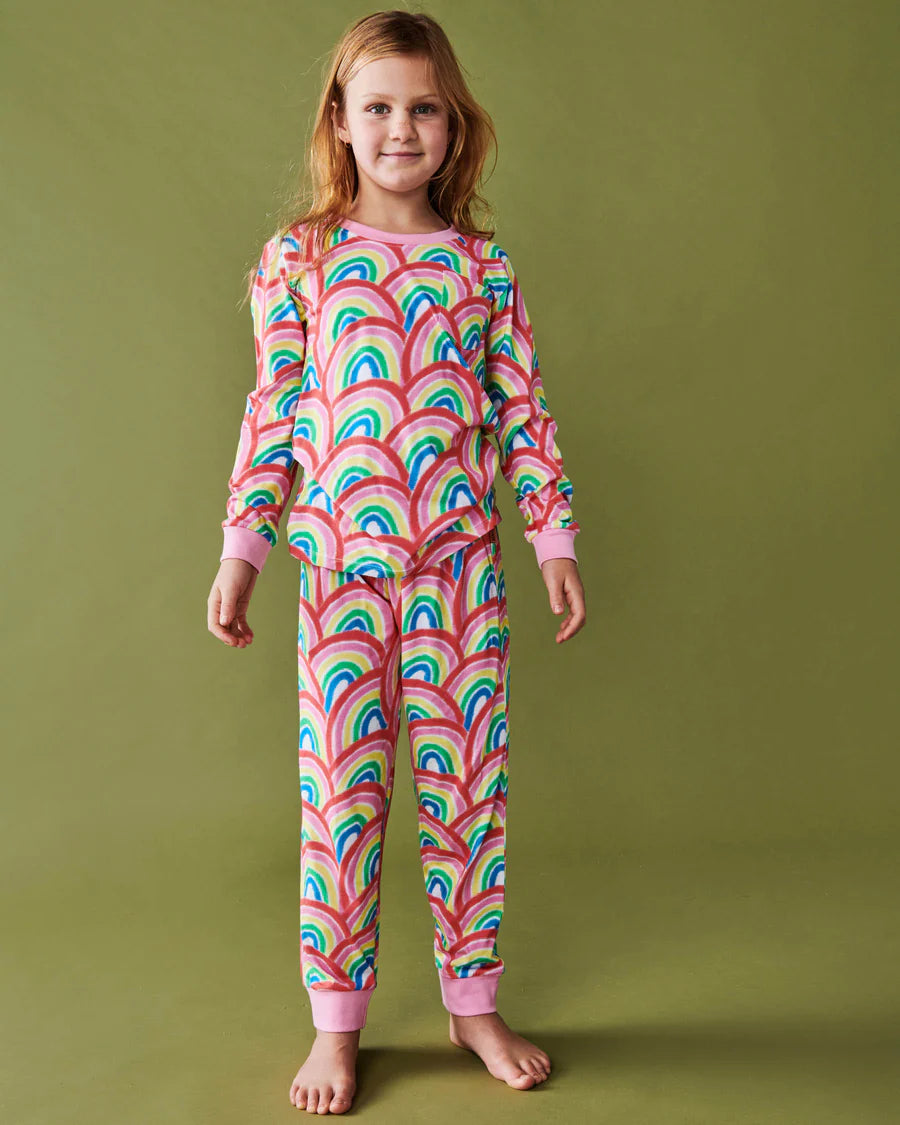 Kip & Co KIDS | Rainbow Spray Organic Cotton Long Sleeve Top & Pant Pyjama Set