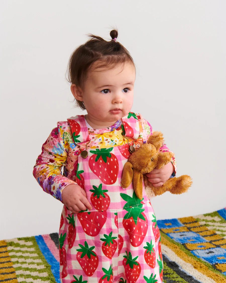 Kip & Co BABY | Strawberry Jam Organic Cotton Quilted Fleece Overalls