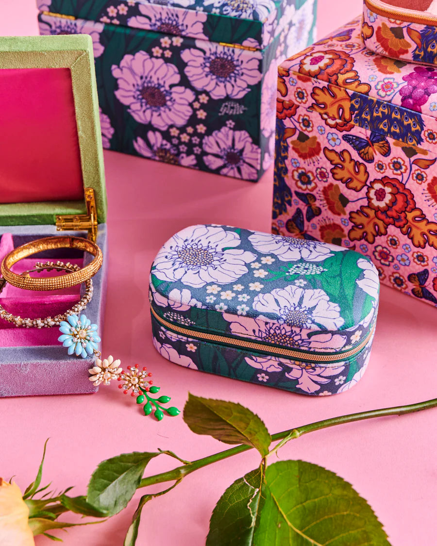 Kip & Co HOME  | Tumbling Flowers Travel Velvet Jewellery Box