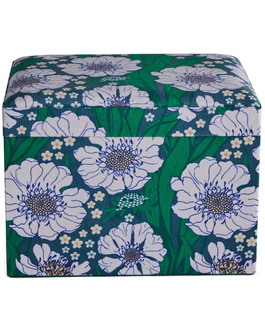 Kip & Co HOME  | Tumbling Flowers Green Velvet Jewellery Box- Large