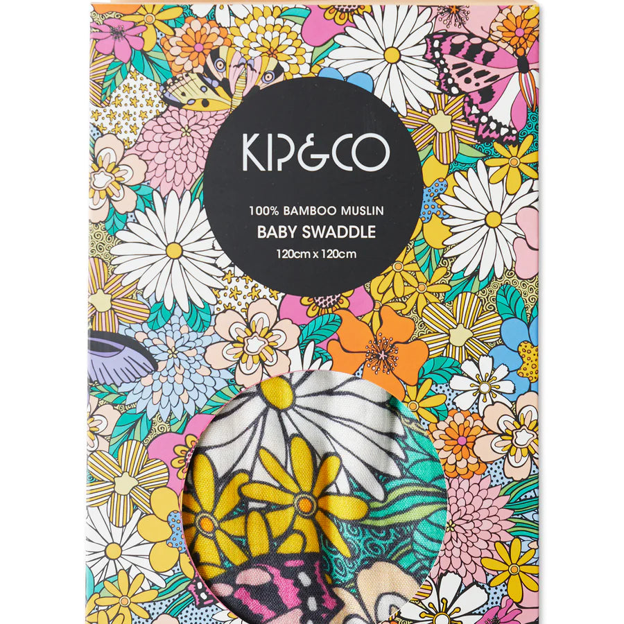 Kip and Co baby swaddle in bliss floral print