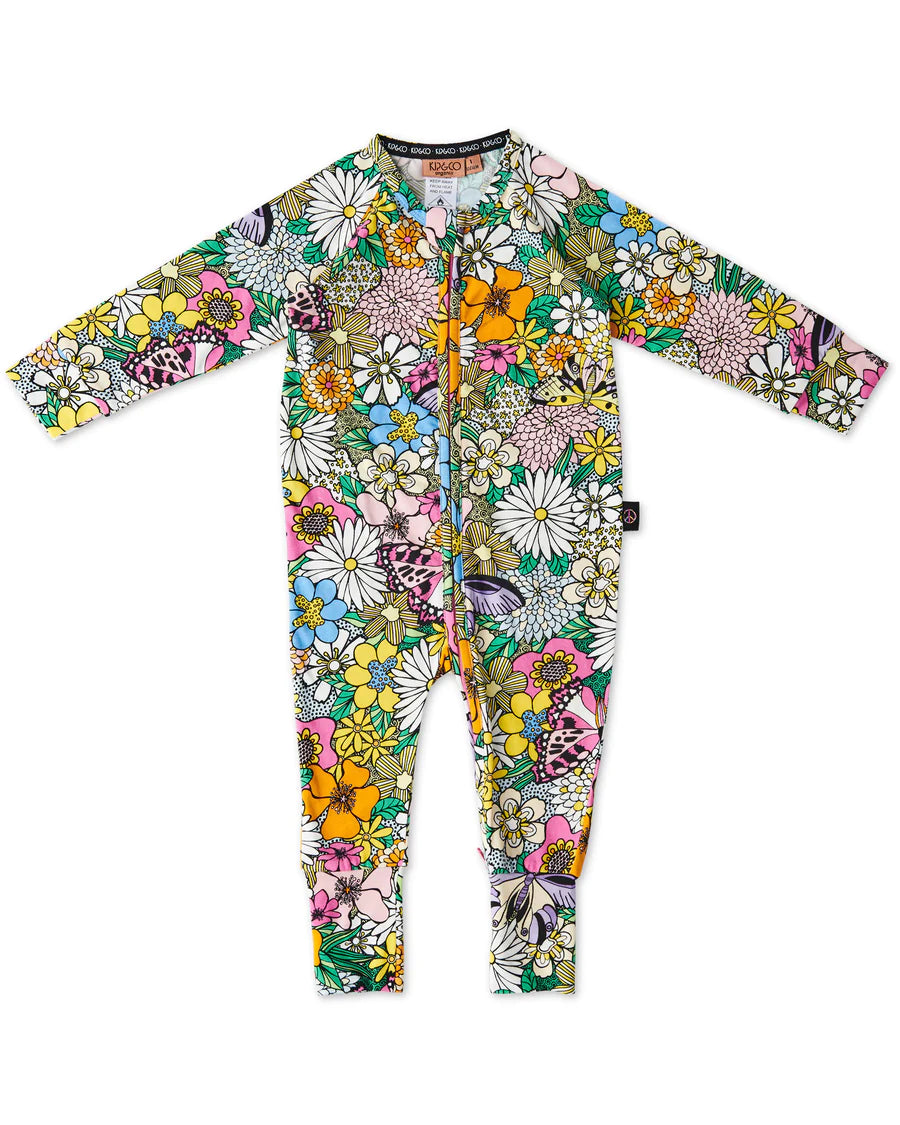 Kip & Co BABY | Bliss Floral Organic Long Sleeve Zip Romper