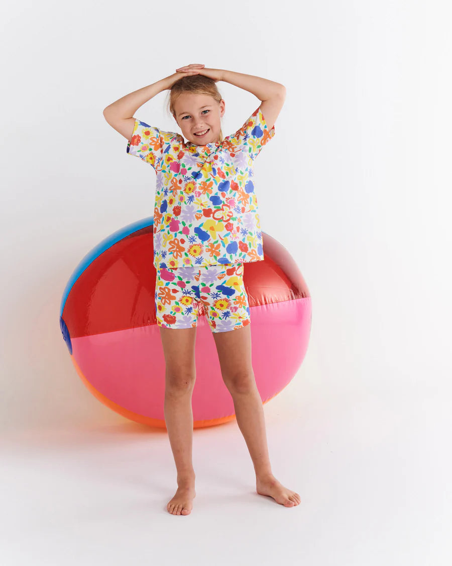 Kip & Co X Ken Done | Summer Floral organic cotton bike shorts