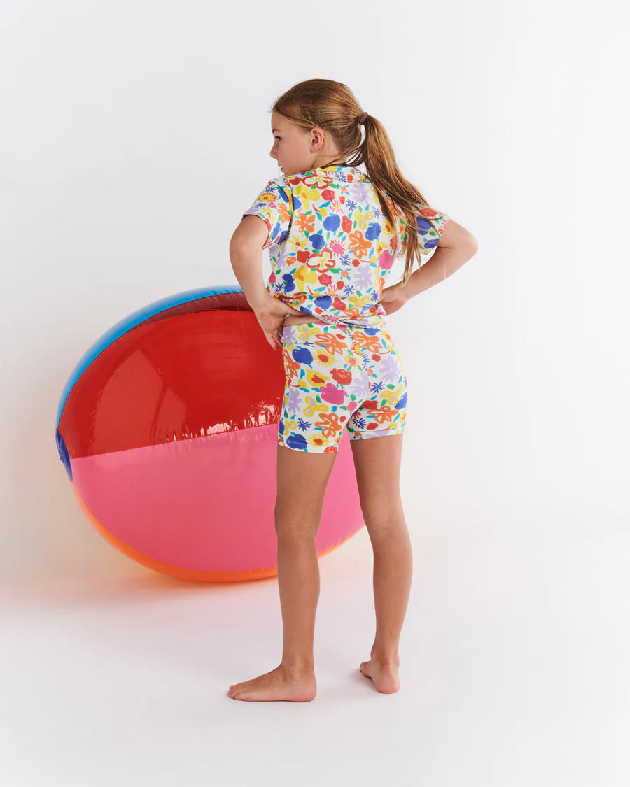 Kip & Co X Ken Done | Summer Floral organic cotton bike shorts