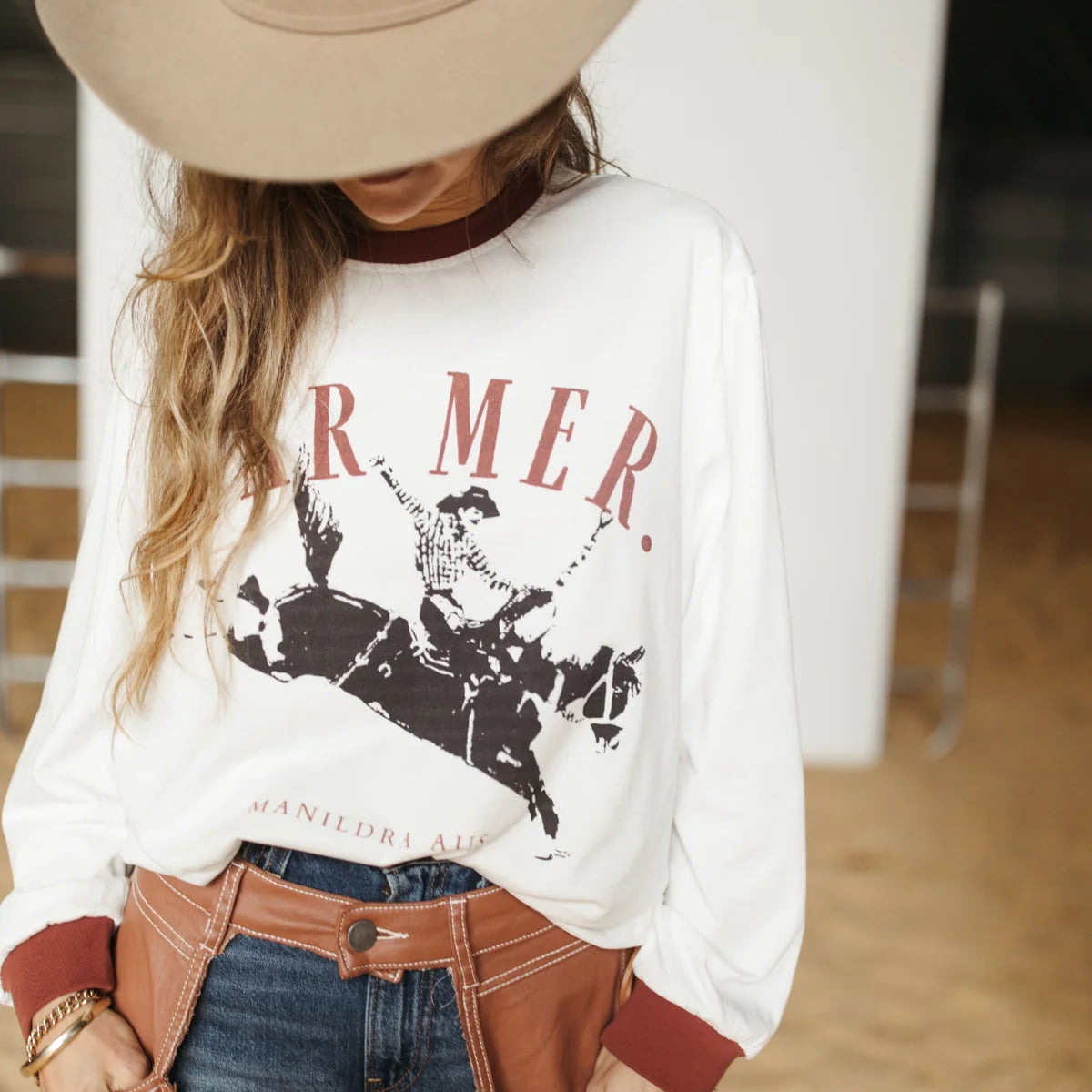FAR MER by Whitney Outrider Long Sleeve Tee — front view flat lay