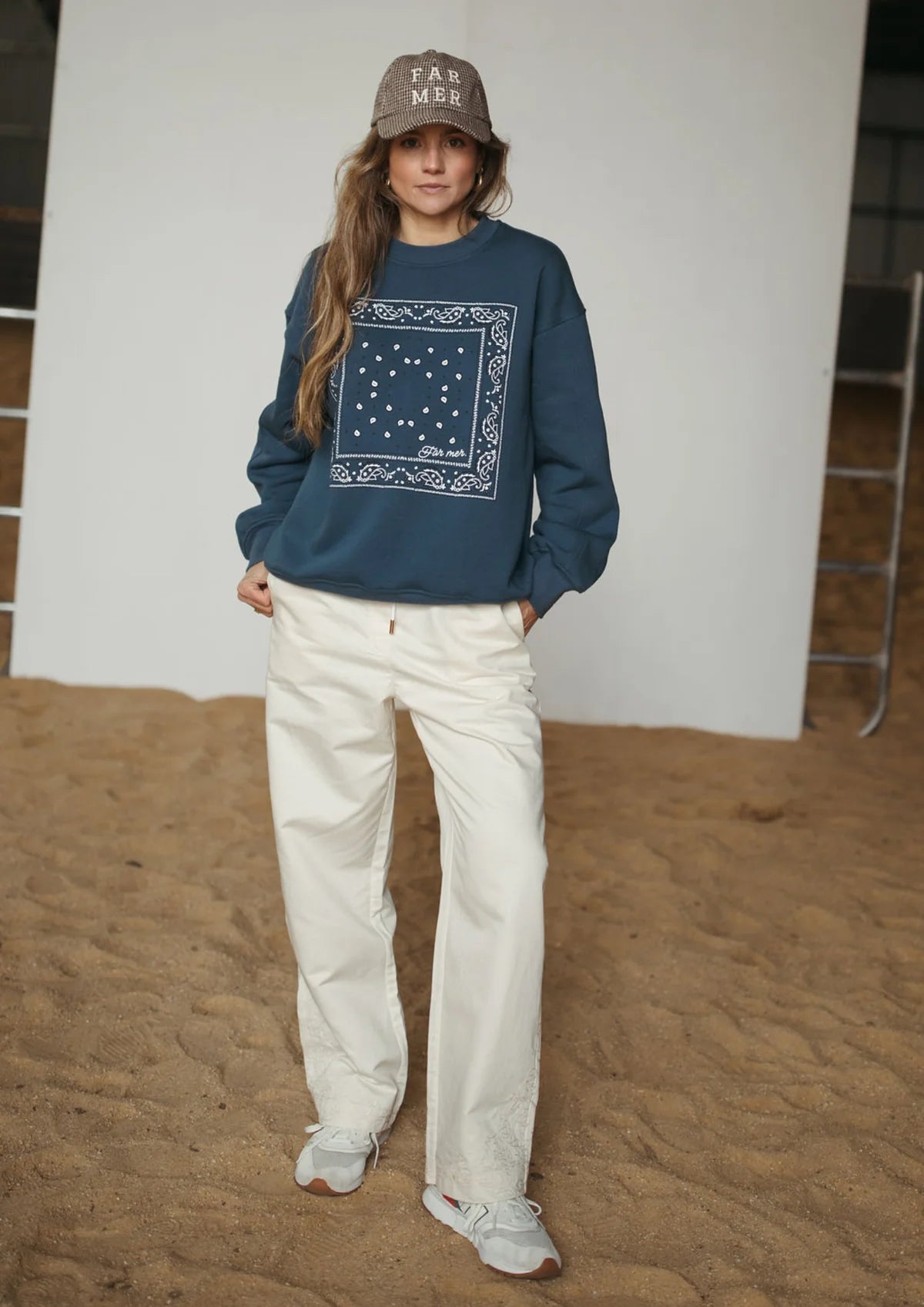 FAR MER by Whitney Paisley Fleece Pullover — close-up detail
