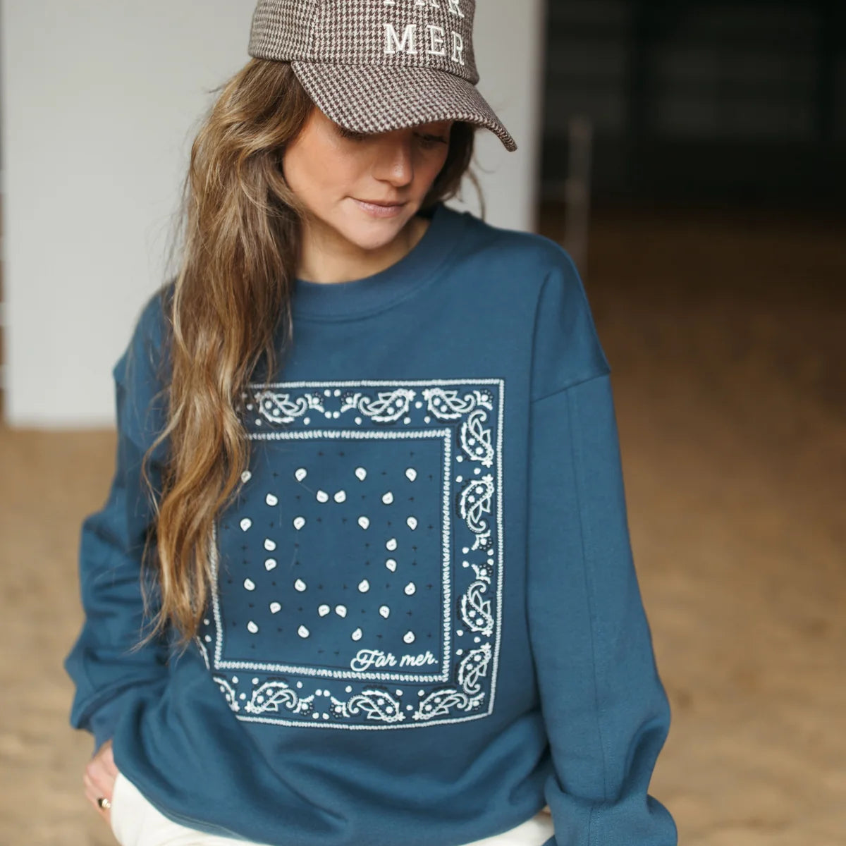FAR MER by Whitney Paisley Fleece Pullover — product detail shot