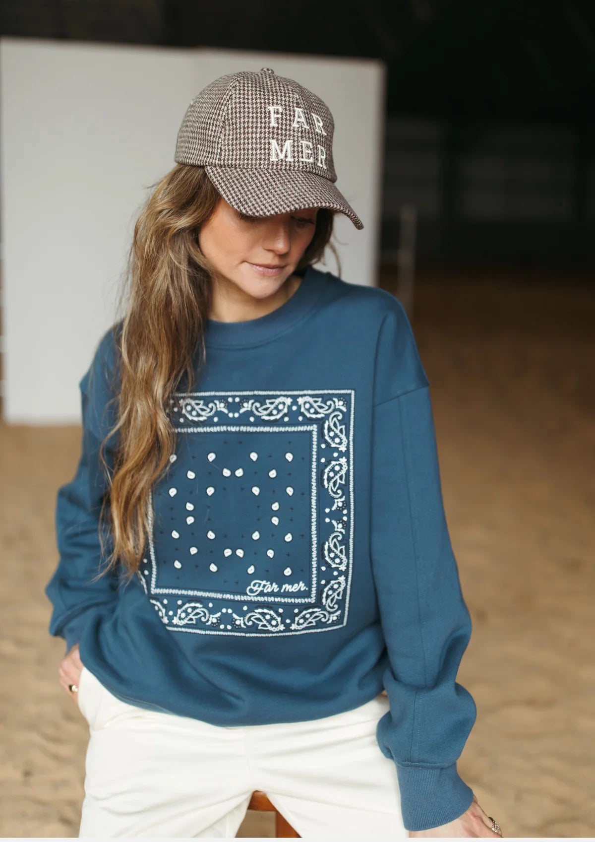 FAR MER by Whitney Paisley Fleece Pullover — product detail shot