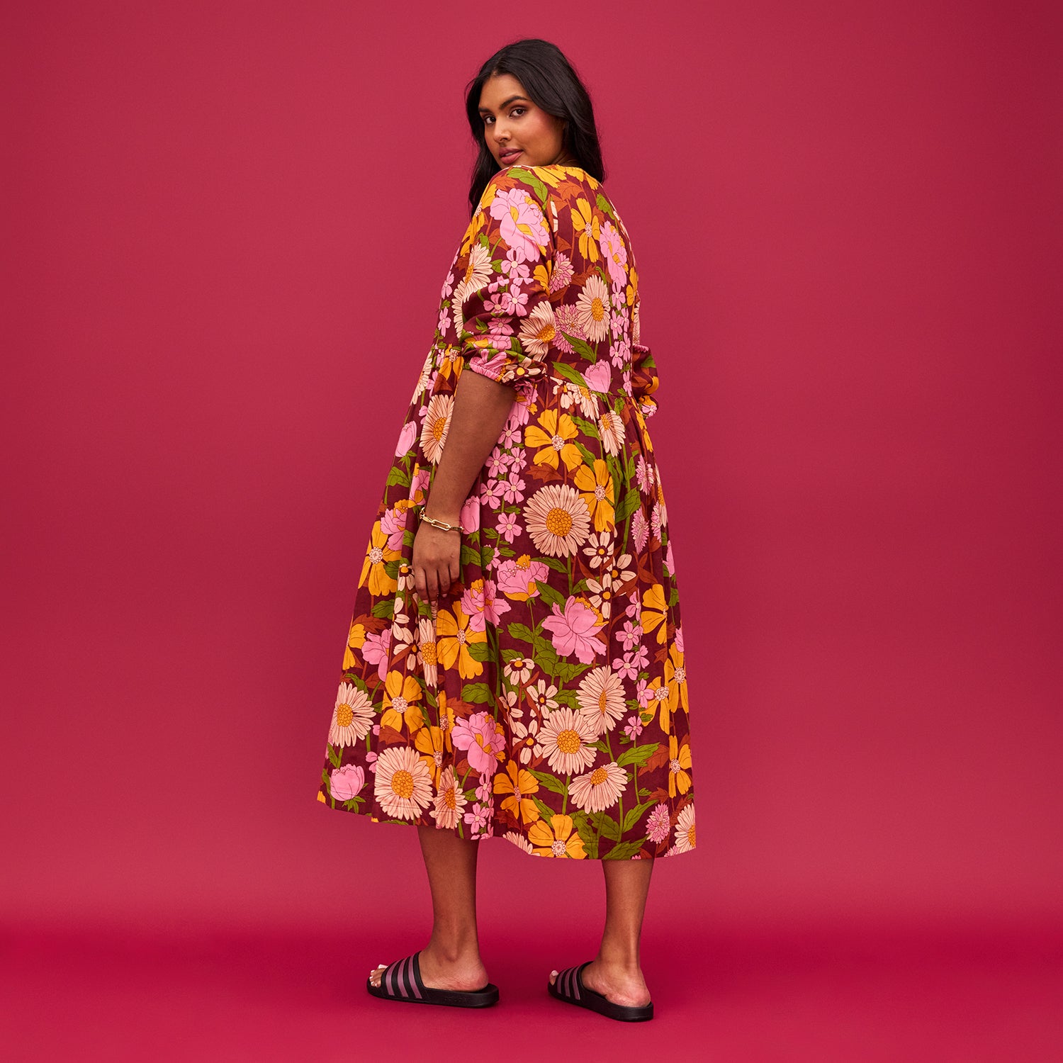 Sage x Clare | Benita 3/4 Sleeve Maxi Dress