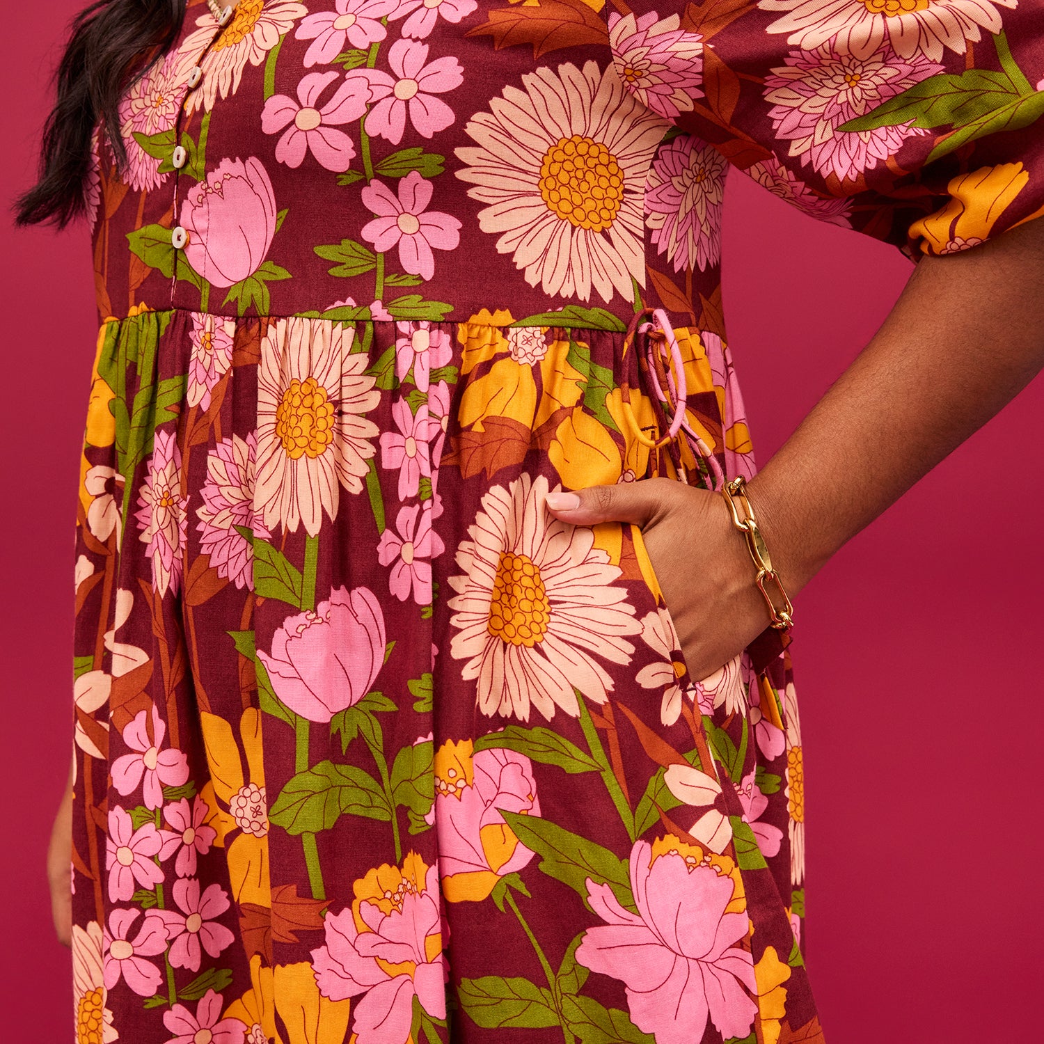 Sage x Clare | Benita 3/4 Sleeve Maxi Dress