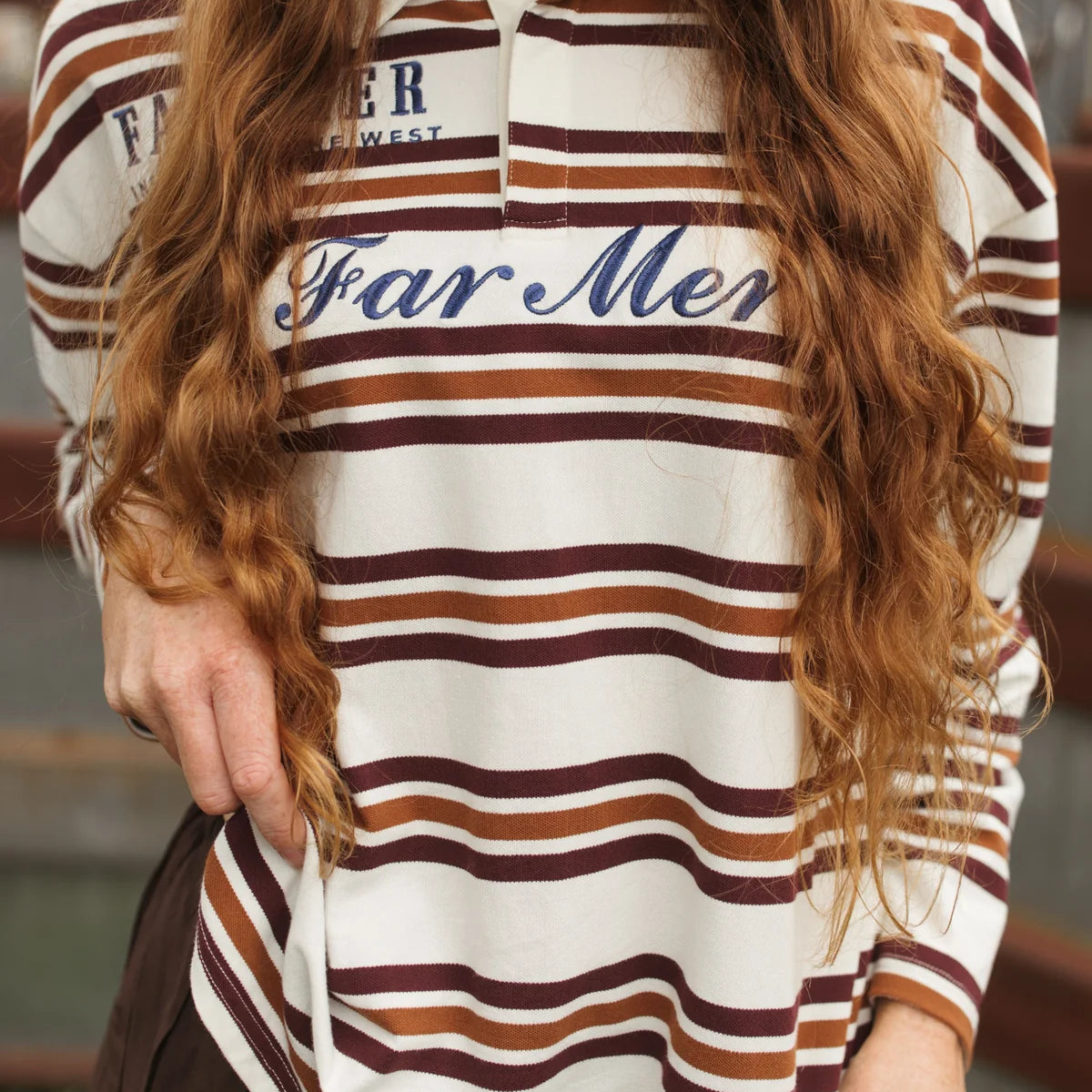 FAR MER by Whitney Ranchhand Jersey Polo — styled lifestyle shot