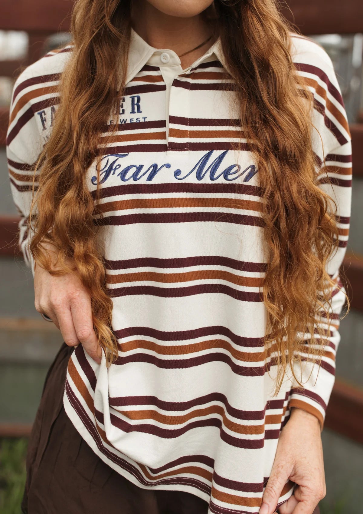 FAR MER by Whitney Ranchhand Jersey Polo — styled lifestyle shot
