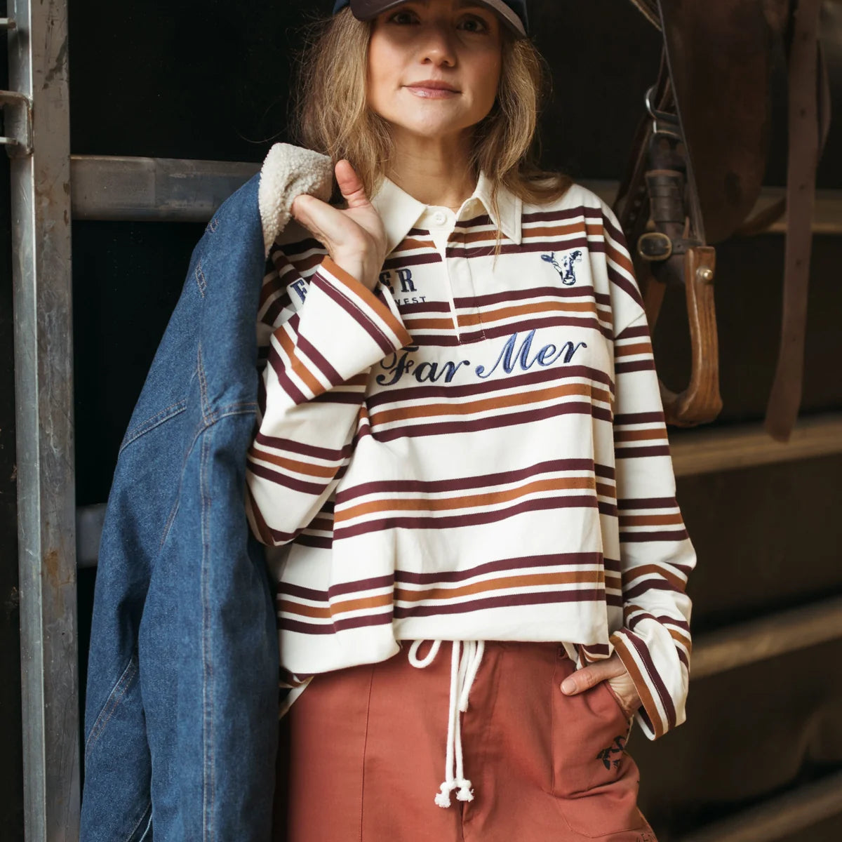 FAR MER by Whitney Ranchhand Jersey Polo — front view flat lay