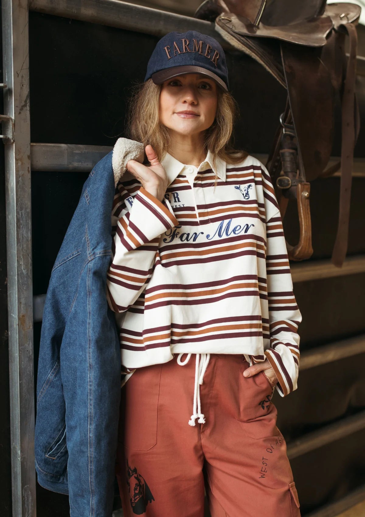 FAR MER by Whitney Ranchhand Jersey Polo — front view flat lay