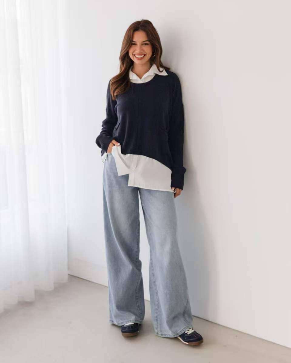 Label of Love | Layered Knit/Shirt Jumper