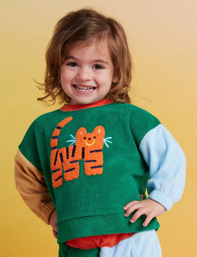 Halcyon Nights Terry Sweater in Zoo Crew Green — product detail shot