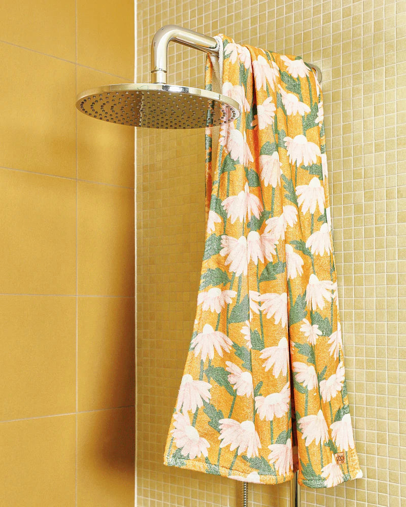 Kip & Co HOME  | Daisy Bunch Mustard Printed Terry Bath Towel