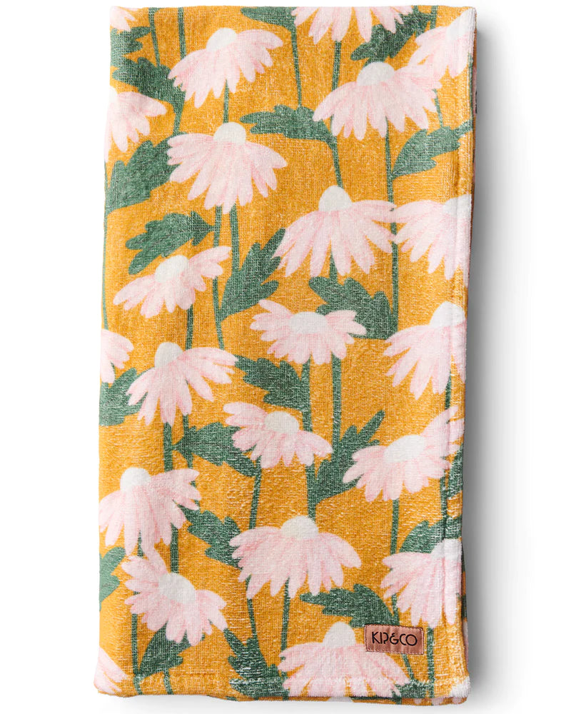 Kip & Co HOME  | Daisy Bunch Mustard Printed Terry Hand Towel