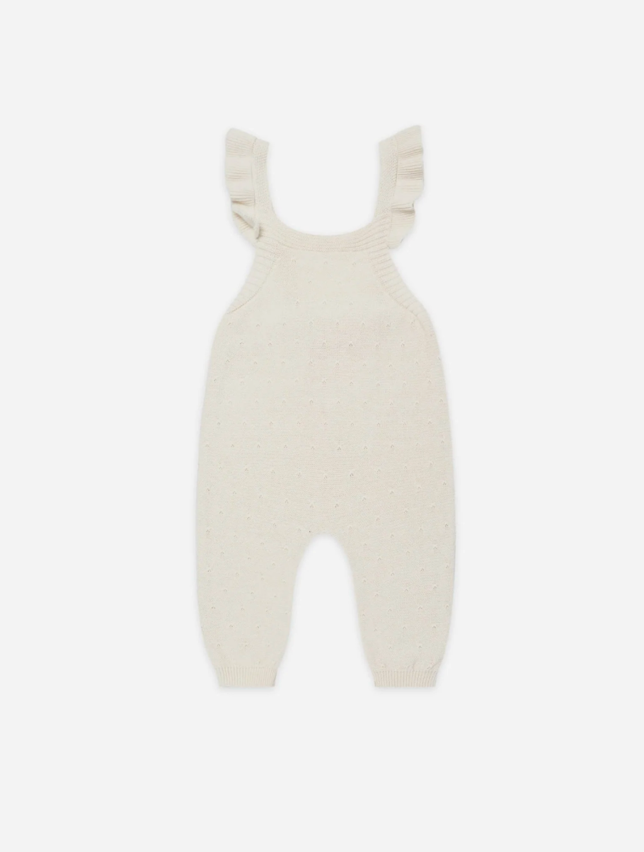 Quincy Mae | Pointelle Knit Overalls - Ivory